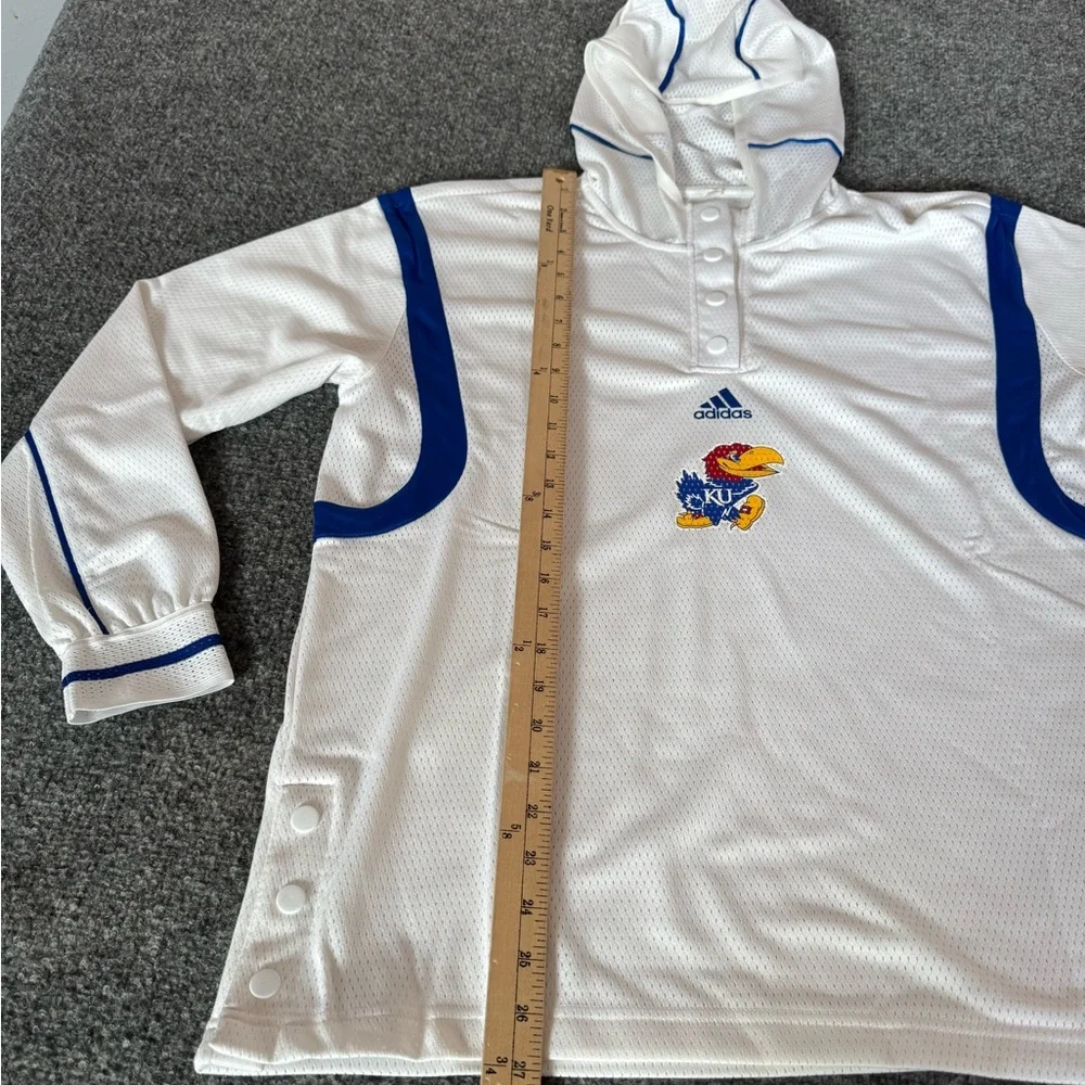 NWT Adidas Men’s Large Kansas Jayhawks White Hooded Basketball Warm Up‎ Shirt